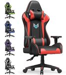 bigzzia Gaming Chair Office Chair,155 Degree PU Leather Ergonomic Office Chair with Lumbar Cushion&Headrest&Fixed Armrest,Gaming Chair Gaming Seat Adult Young Boy Girl (Red)