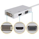 WiredCom® 3 In1 Mini Display Port Thunderbolt to HDMI/DVI/VGA Display Port (Cable) Adapter for MacBook, Microsoft Surface Pro & Pro 2,3