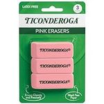 Ticonderoga Wedge Erasers, Pink, 3 