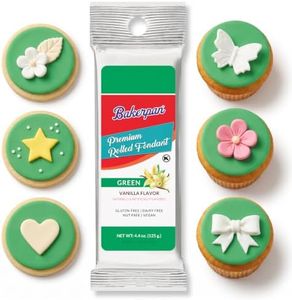 Bakerpan Premium Rolled Green Fondant for Cake Decorating, Vanilla Flavor - 4.4 Ounces (Made in USA)