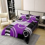 100% Cotton Abstract Stripes Swirls Duvet Cover Modern Purple White Comforter Cover Geometric Circles Lines Bedding Set Chic Black Grey Bed Sets Graphic Simple Style Quilt Cover With Zipper,Queen