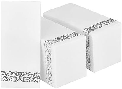 200 Pack Guest Towels Disposable Bathroom, Soft and Linen Feel Disposable Hand Towels, Decorative Bathroom Napkins for Party,Dinners, Wedding, Silver