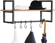 INDIAN DECOR 48331 Wall Coat Hangers in Hallway, Vintage Wall Coat Rack with Shelf, 5 Hooks for Hanging Coats and Jackets, Wood and Metal Coat Stand for Office.