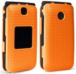 Case for Alcatel Go Flip V, Nakedcellphone [Construction Orange] Protective Snap-On Cover [Grid Texture] for Alcatel Go Flip, MyFlip 4G, QuickFlip, AT&T Cingular Flip 2, (A405DL, 4051s, 4044, A405)