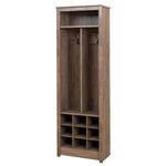 Space Saving Entryway Organizer Storage/Hall Tree with Shoe Storage, 2 Strong Double Coat Hooks, and 1 Open Upper Shelf Made w/Composite Wood in Drifted Gray Finish 23.5" x 72.5" x 13" in.