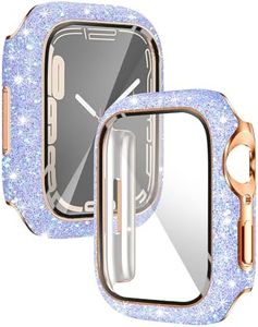 WONJOY Compatible with Apple Watch Case 40/44/41/45mm Rhinestones Screen Protector Bumper Diamond iWatch SE/Series 9/8/7/6/5/4 Shiny Bling Protective Cover Women (Lavender-with Screen Protector, 44mm)