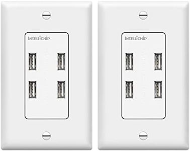 TOPGREENER 4-Port USB Outlet, 5V 5.8A, not Quick Charge compatible, for iPhone XS/MAX/XR/X/8/7/6s, iPad, LG, HTC and more, Compatible Samsung Galaxy S9/S8/S7/S6, Note9/8/7 and more, TU458A, 2 Pack