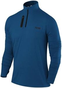 TCA Men's Fusion Pro Quickdry Long Sleeve Half Zip Running Shirt – Athletic Workout Pullover with Pocket & Thumb Holes- Deep Blue, X-Large