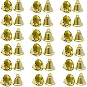 LONG TAO 50 Pcs Decorative Bells Craft Bells Jingle Bells Bridal Bells Decor Bells Ornaments Decoration Christmas Tree Pendants for Christmas Festival Decor DIY Craft (38mm, Gold)