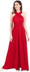 Womens Sexy Convertible Multi Way Wrap Transformer Solid Cocktail Off Shoulder Wedding Bridesmaid Evening Long Maxi Dress Floor Length Bandage Pageant Prom Ball Gowns, Red, XL