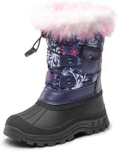 DREAM PAIRS Boys Girls Snow Boots Waterproof Outdoor Warm Cozy Anti-Slip Mid Calf Faux Fur Lining Insulated Winter Shoes for Little/Big Kids,Size 3 Little Kid,Navy/Fuchsia,KSNOW