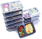 iGADGET London (14 Pack) 2 Compartment BPA Free Meal Prep Containers - with Sauce/Dressing Tubs - Food Boxes, portion control, Stackable lunch boxes. Microwavable and Dishwasher Safe (2 Compartment)