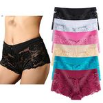 YaoKing Women's Underwear Regular & Plus Size Panties Sexy Lace Boyshort Hipster Cheeky Panty- 6 Pack (6 Pack-A9144, XL)