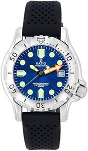 RATIO FreeDiver Professional Dive Watch Sapphire Crystal Automatic Diver Watch 500M Water Resistant Diving Watch for Men (Blue)