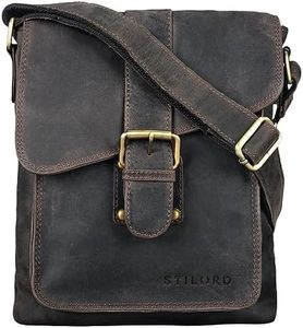 STILORD 'Mattia' Borsa a tracolla Uomo Vintage Design Messenger Bag classico in vera pelle antico, Colore:marrone scuro