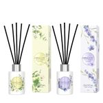 Involve Pura Reed Diffuser Set- English Lavender & Irish Jasmine - 120 ml | Oil Diffuser with Free 10 Reed Sticks | Room Freshener for Home, Bedroom, Living Room & Office | Gifts Set (Pack of 2)