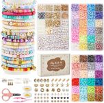 INSCRAFT 11000 Pcs Clay Beads for Bracelet Making Kit, 48 Colors Flat Round Polymer Clay Beads, Friendship Bracelet Kit Heishi Beads for DIY Jewelry Making, Crafts Gift for Girls Teen Ages 6-12