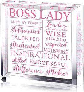 Yalikop Boss Lady Gifts for Women Acrylic Boss Lady Desk Boss Lady Office Decor Inspirational Quotes Boss Gifts Boss Appreciation Keepsake and Paperweight (Pink, Classic Style)