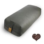 FelizMax Organic Buckwheat Bolster (24X10.5X5.5 in) Yoga Bolster Supportive Yoga Cushion for Restorative Yoga Accessories Rectangular Meditation Pillow 100% Cotton Cover Yoga Pillow (Light Grey)