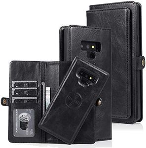 Cavor for Samsung Note 9 Wallet Case,for Samsung Galaxy Note9 Case,2 in 1 Magnetic Detachable Case Leather Flip Cover with Stand Feature & Card Slots & Wristlet Strap (6.4")-Black