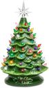 Best Choice Products 15in Ceramic Christmas Tree, Pre-lit Hand-Painted Tabletop Holiday Tree, Star Topper, 64 Lights - Green w/Multicolored Bulbs