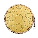 Niome Steel Tongue Drum,14Inch 15 Note Handpan Drum,Hand Drum Percussion Instrument Hand Pan Drum with Drum Mallets Carry Bag (Golden)