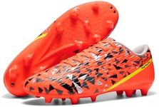 DREAM PAIRS Men's Soccer Cleats Adult Football Shoes Lace-Up Firm Groud Athletic Outdoor Trainning Soccer Shoes,Size 13,Orange/Dark Grey,SDSO26001M