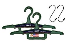 HICE Heavy Duty Standard Hanger | Set of 2 | 150 lb Load Capacity | Durable High Impact Resin | for Heavy Hunting Gear, Wetsuits, Coats, Dress Shirts, Motorcycle Jackets, Bulky Clothing (Dark Green)