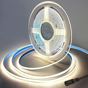 RYE 4.5M DC12V COB LED Strip Light,Medium White 4000K,320LEDs/M Rope/Tape Light DIY as TV Backlight,Kitchen Under Counter/Cabinet/Wardrobe/Cupboard/Stairs Step Light,Power Supply Excluded.