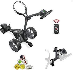 AMBA7 Motocaddy M7 GPS Remote Controlled Touchscreen Electric Golf Caddy with 3.5" LCD, Umbrella/Scorecard/Drink Holders, Device Cradle, 5 Ball Markers, Magnetic Hat Clip