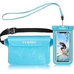 ivoler Waterproof Pouch Bag + Phone Case, Waterproof Case Dry Bag for Beach,Swim,Boating,Kayaking,Hiking,Protect Phone, Camera, Cash, Mp3, Passport, Document From Water, Sand, Snow, Dust - Light Blue