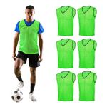 GSi Sports Pinnies - Pack of 06 - Free Size for Youth/Adult - 5 Color Options - Soccer, Basketball Practice Vest (Green)