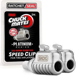 SKÖG Chuck Mates Platinum (2 Pack) Quick-Connect with Patented RatchetSeal Technology for Tire Inflators Open-Type