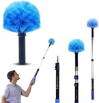 EVERSPROUT 1.5-to-3 Foot Cobweb Duster and Extension-Pole Combo (8-10 Ft Standing Reach, Medium-Stiff Bristles) | Lightweight 3-Stage Aluminum Pole | Hand-Packaged Indoor/Outdoor Use Brush Attachment