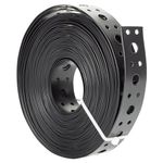 Metal Strap 1-Inch x 33FT 0.6mm Thickness for Pipe Support Pipe Hanger Strap Metal Strapping with Holes Black Coating