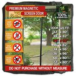 TheFitLife Magnetic Fly Screens for Doors - Heavy Duty Mesh Curtain with Full Frame Hook and Loop Powerful Magnets That Snap Shut Automatically（Black 100x210cm - Fits Doors up to 91x208cm Max）