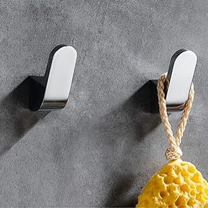 MOKIUER Single Towel Hook Clothes Hook for Bathroom Kitchen Robe Hook Coat Hook Hat Hook, Wall Mounted with Screws, Silver Chrome, 2 Pack