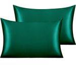 NTBAY Silk Satin Pillowcases - Satin Pillowcase for Hair and Skin, Pillow Cases 2 Pack with Envelope Closure, 50x75 cm, Dark Green