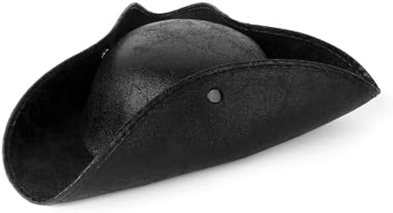 Pirate-Hat Women Tricorn Hat Men Leather Faux Vintage Distressed Black