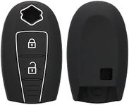 kwmobile Key Cover Compatible with Suzuki Sport 2 Button Car Key Keyless Go - Soft Silicone Car Key Fob Holder Protector Case - Black/White