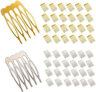 Brateuanoii 50 Piezas Peine Lateral de Metal para Mujer, Peine Lateral Metalico, Nupcial Peine para el Cabello, para Accesorios para el Cabello de Mujer Fabricación de Joyas DIY (Oro + Blanco K)