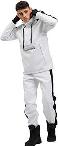 Mens Ski Suits Windproof Snowboard Ski Jacket and Pants Set Insulated Snowsuit Winter Warm Snowboarding Snow Jackets, White, Large