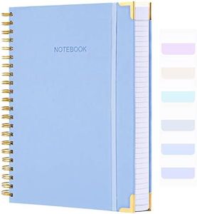 Spiral Notebook, College Ruled Notebook, 8.5" x 11", 300 Pages Hardcover Leather Notebook Journal for Women Men, A4 Large Lined Journal Notebooks for Work School, 24pcs Index Tabs, Thick, Light Blue