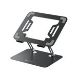 Portronics My Buddy K3 Pro Laptop Stand with Adjustable Height & Angle, Foldable Portable Design, Improved Air Flow, Carbon Steel Body for up to 15.6” Laptops and Tablets (Grey)