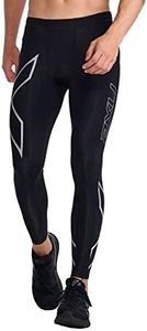 2XU Men's Core Compression Tights - Enhances Performance & Recovery - Black/Silver - Size Medium