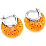 TJC Handmade Colorful Murano Glass Style Millefiori Basket Hoop Earrings for Women In Stainless Steel Daisy Flower Jewellery Trendy Gift for Mother, Wife, Girlfriend (E105 - Yellow)