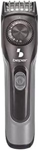 BEPER 40.332 Rechargeable Beard Trimmer, Also Suitable for Hair, Stainless Steel Blades, 20 Lengths, Rotating Ring from 1 mm to 10 mm, Removable Blades, Charging with USB Cable, Beard Trimmer, Black