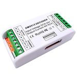 GIDERWEL Mini 4 Channel DMX Decoder,RGBW DMX Decoder,16A RGB RGBW LED Strip Controller DMX 512 Decoder for LED Strip Module Dimmer Driver LED Decoder Controller DC9-24V