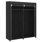 SONGMICS Wardrobe, Clothes Storage Wardrobe for Bedroom with 2 Clothes Rails, Fabric Portable Wardrobe, Collapsible, Clothes Rack, for Closet, 43 x 140 x 174 cm, Black RYG02BK