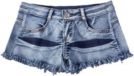 MUYDZ Women's Sexy Summer Cutting Torn Low Waist Hot Pants Nightclub Beach Denim Shorts(Blue,L)